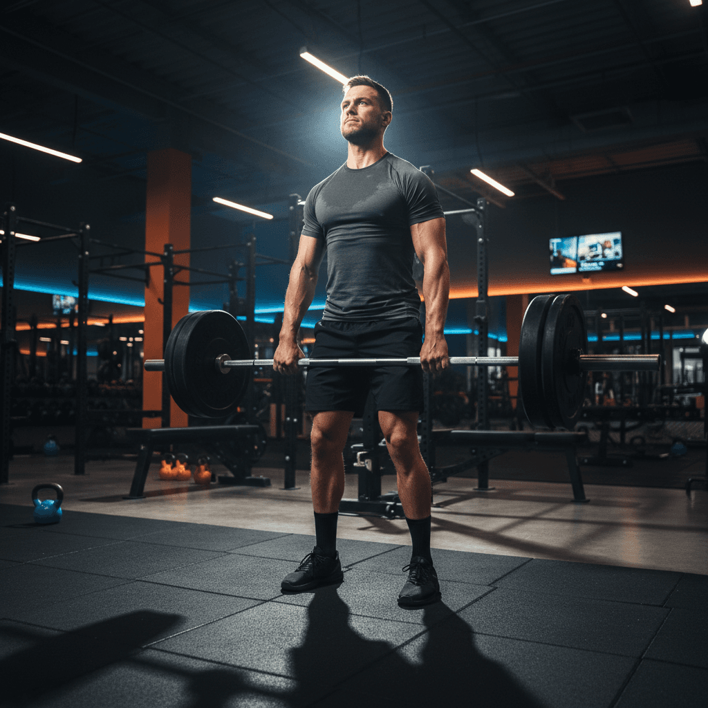 Athlete mid-deadlift in WOLF GEAR apparel