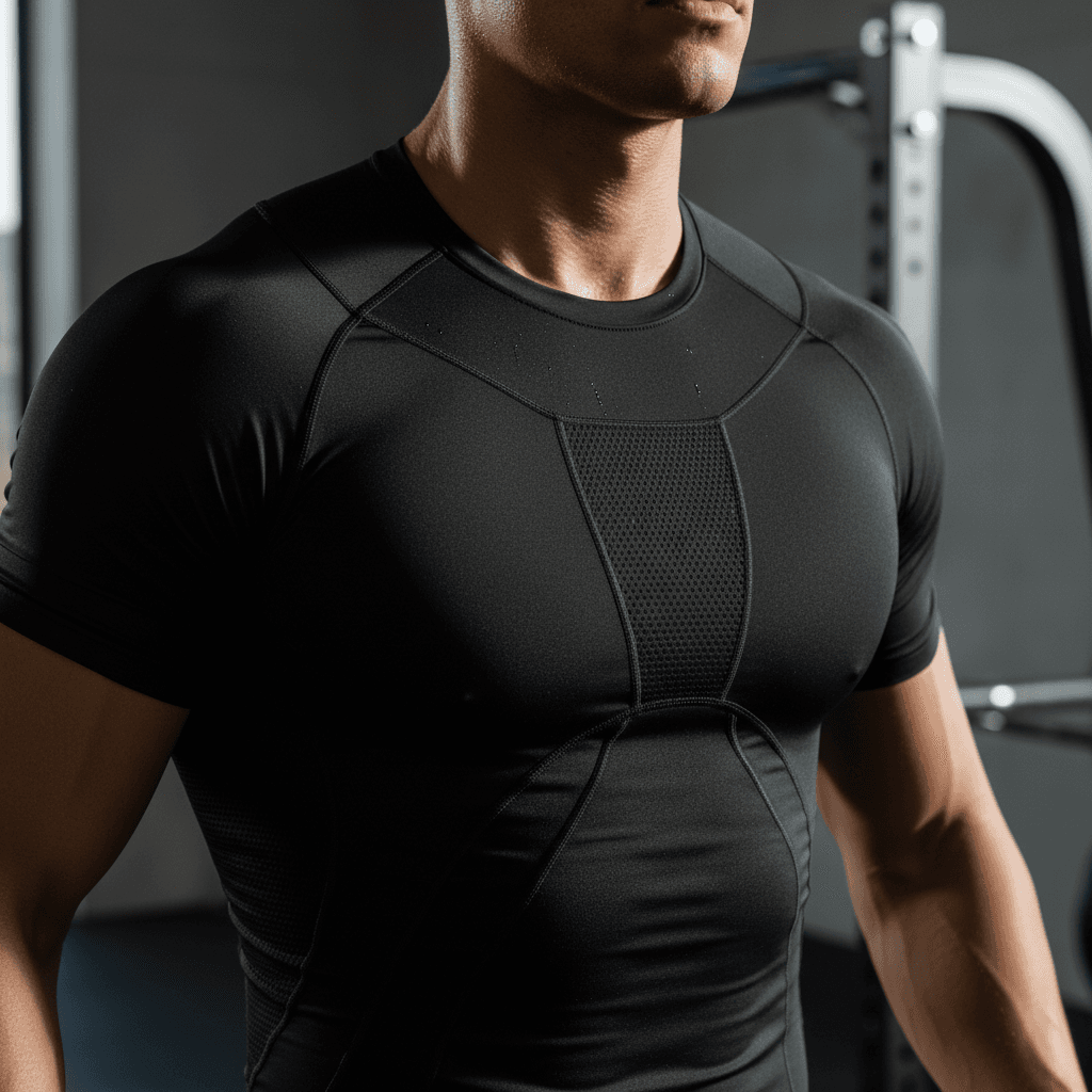 Close-up of dark athletic fabric texture