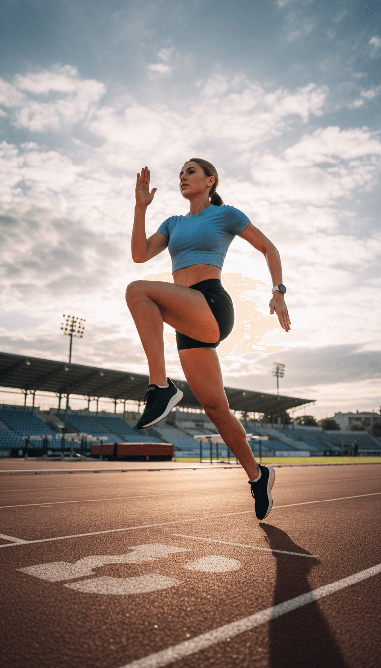 Athlete sprinting across gym in WOLF GEAR activewear
